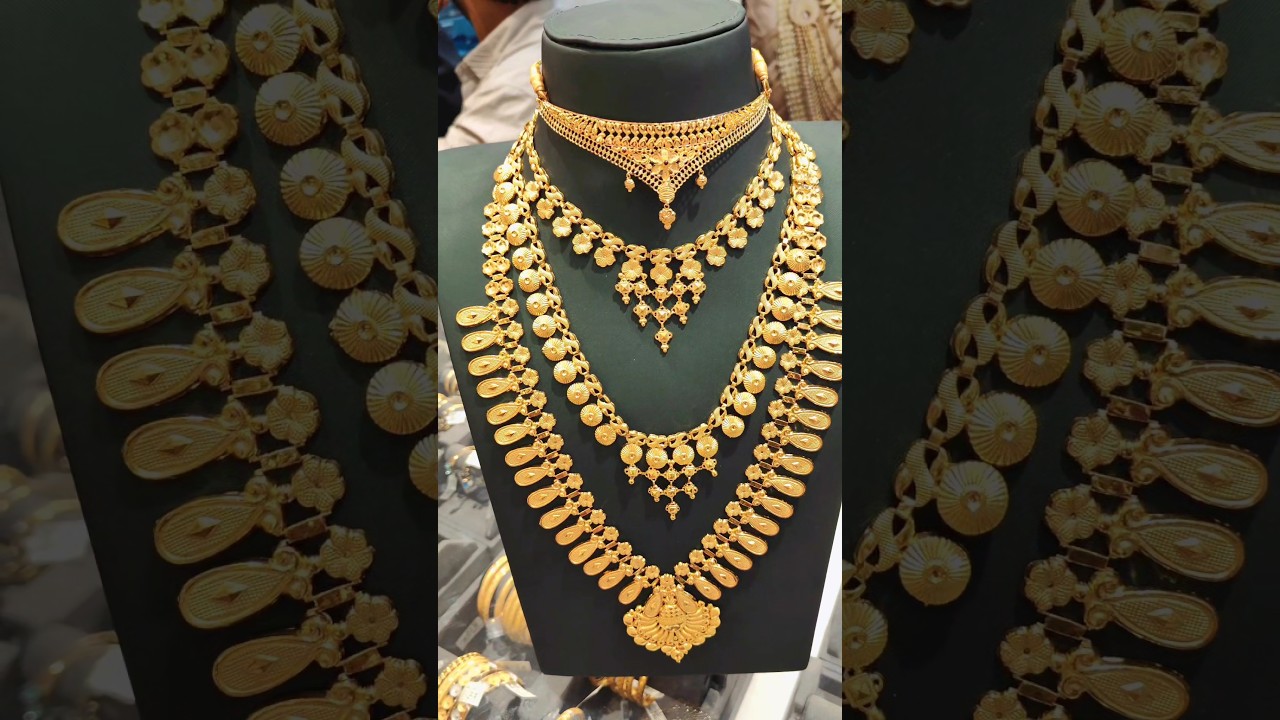 5 savaran gold jewellery set 🥳🤩 navaratna jewellers 🤯 less wastage#goldjewellery#marriage#necklace