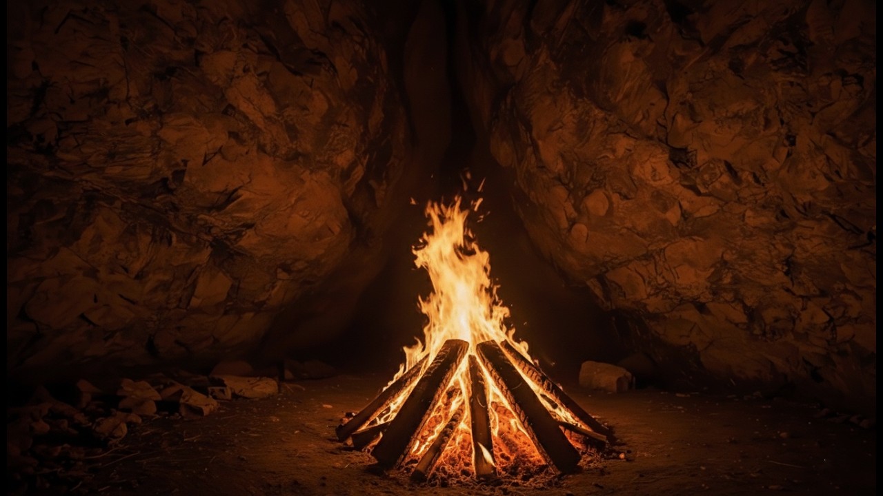 10 Hours of Campfire Inside a Cave 🔥 Echoing Flames & Deep Relaxing Ambience for Sleep and Focus