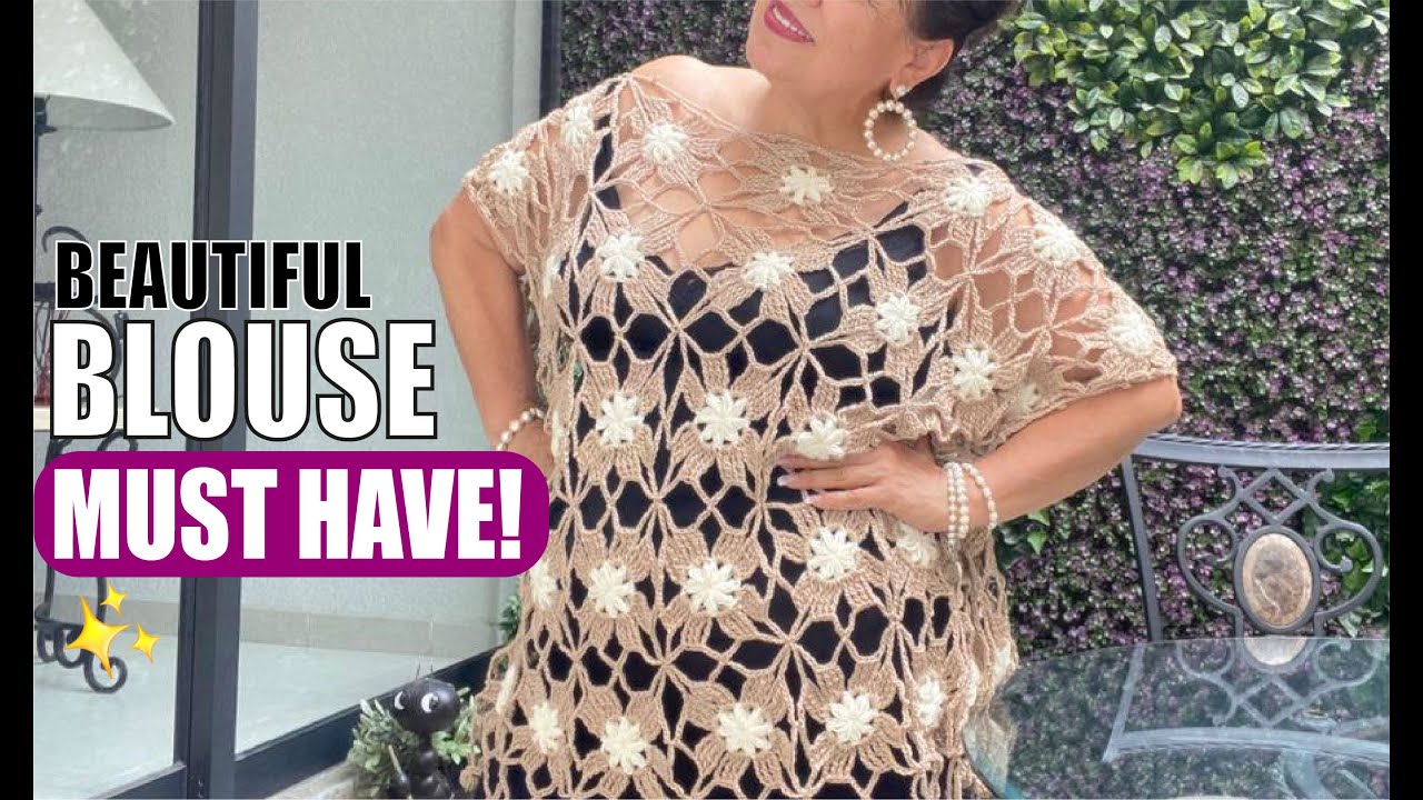 HOW TO Crochet a Beautiful Long Blouse - EASY AND FAST - BY LAURA CEPEDA