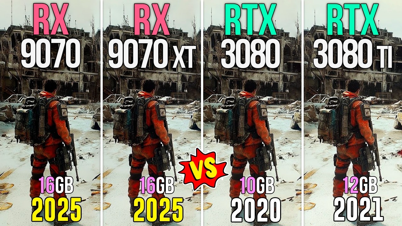 RX 9070 vs RX 9070 XT vs RTX 3080 vs RTX 3080 TI - Test in 20 Games