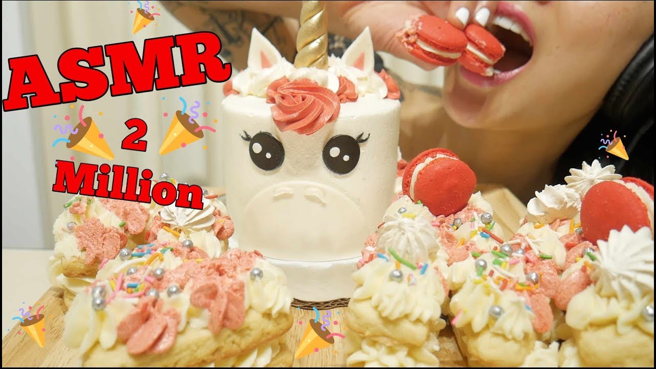 ASMR Unicorn CAKE CELEBRATION (EATING SOUNDS)  *THANK YOU for 2 MILLION | SAS-ASMR