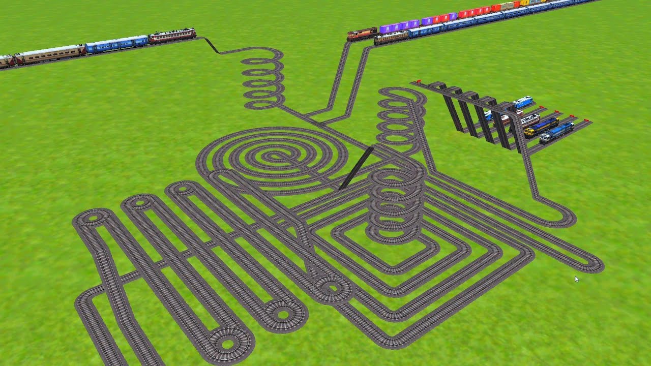 FIVE 🚂 TRAINS CROSSING FOR SPRINGS RAILROAD TRACKS ZIG ZAG TRACKS/ trains beamng 