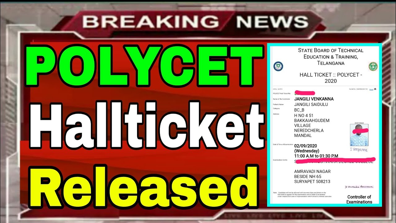 TS POLYCET HALLTICKET-2020 // TS POLYCET EXAMS-2020 // polycet exam // polycet