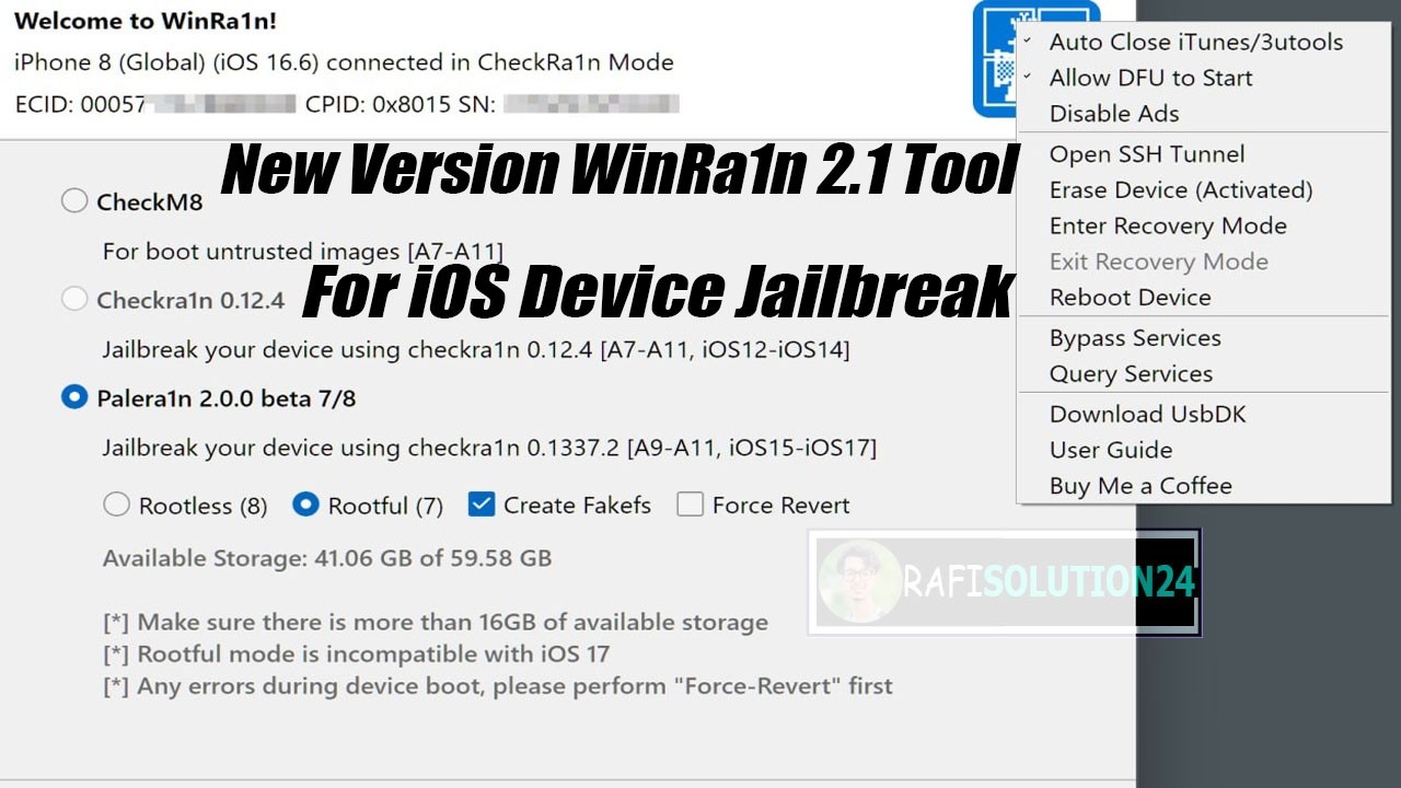 New Version WinRa1n 2.1 Tool For iOS Device Jailbreak (FREE)