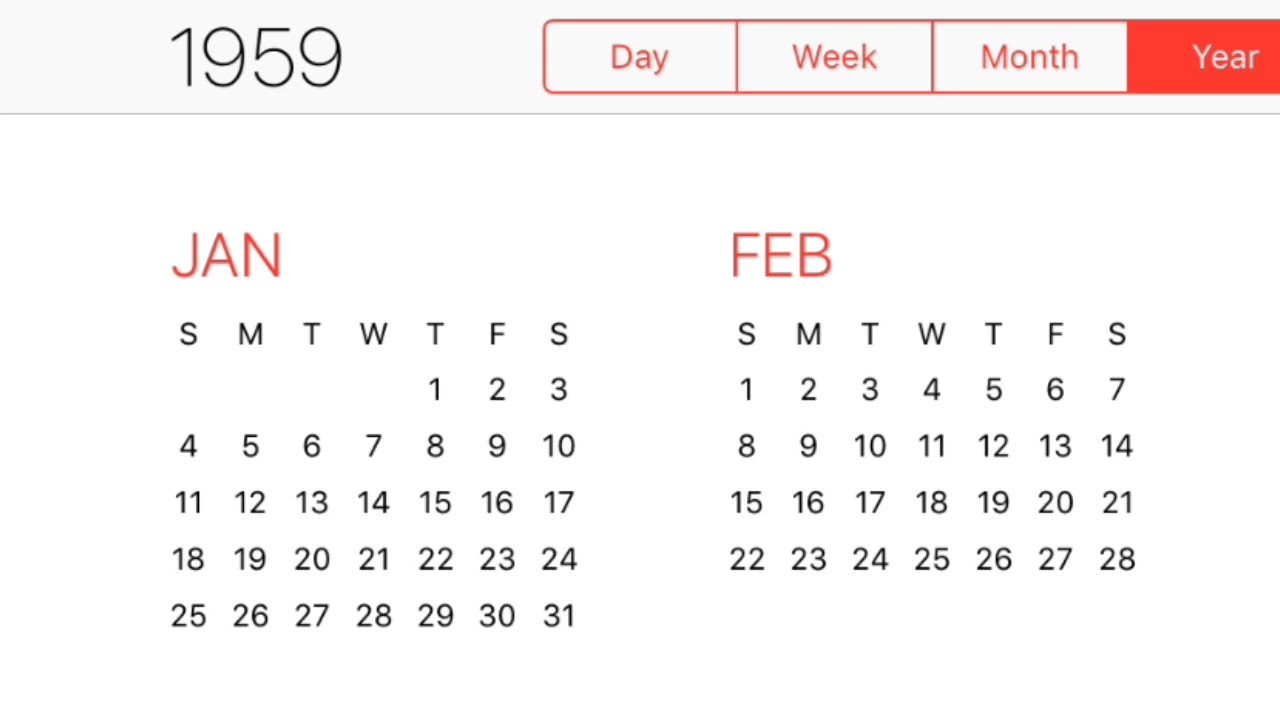 1959 Calendar