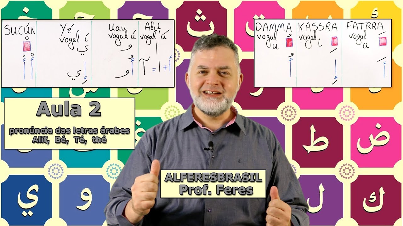 Aula 02  pronúncia das letras árabes Alif, Bé, Té, thé - أ , ب , ت , ث