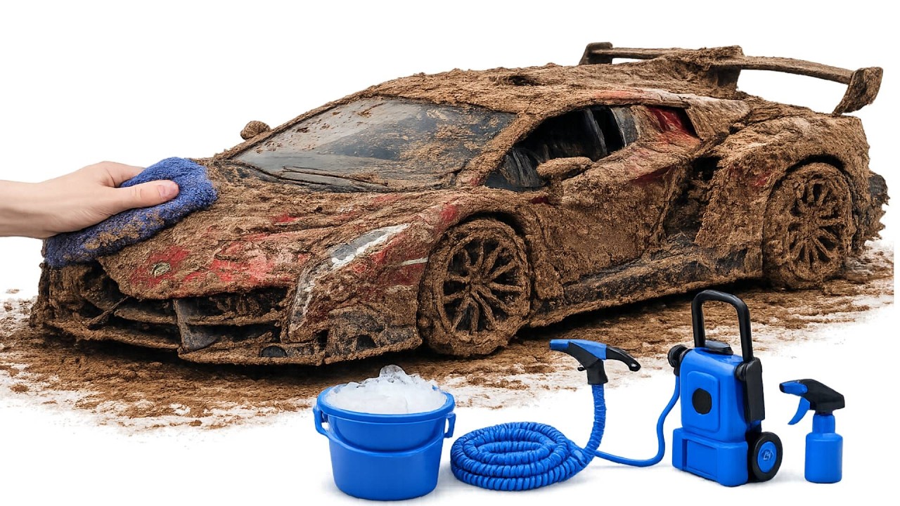 Super Realistic Cleaning of a 1:24 Lamborghini Veneno After an Extreme Dusty Off-Road Journey