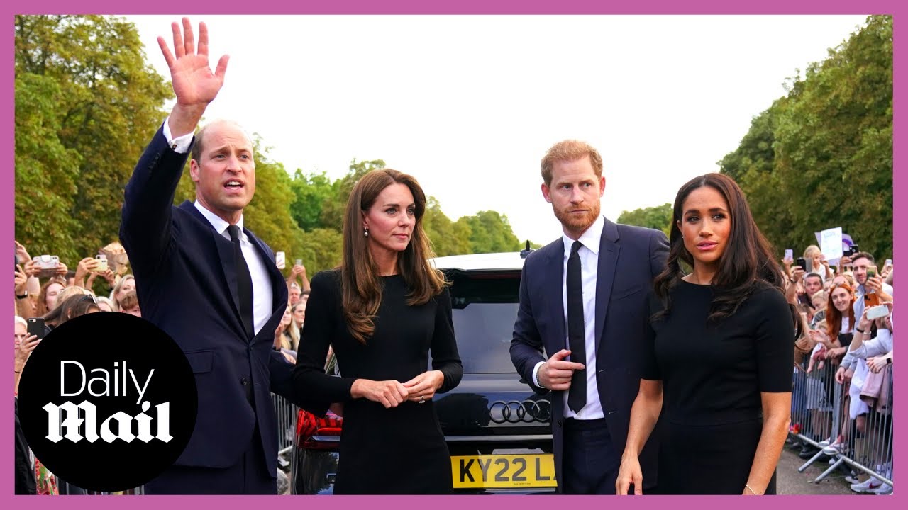 Prince Harry and William, Kate Middleton and Meghan Markle reunite for Windsor Castle walkabout