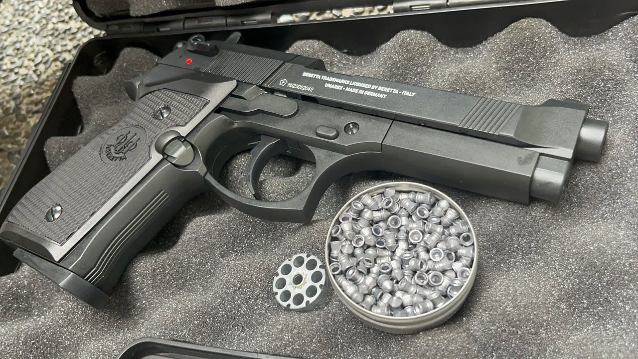 Umarex Airgun M92FS Black Full Metal cal 177 Pistol unboxing and testing