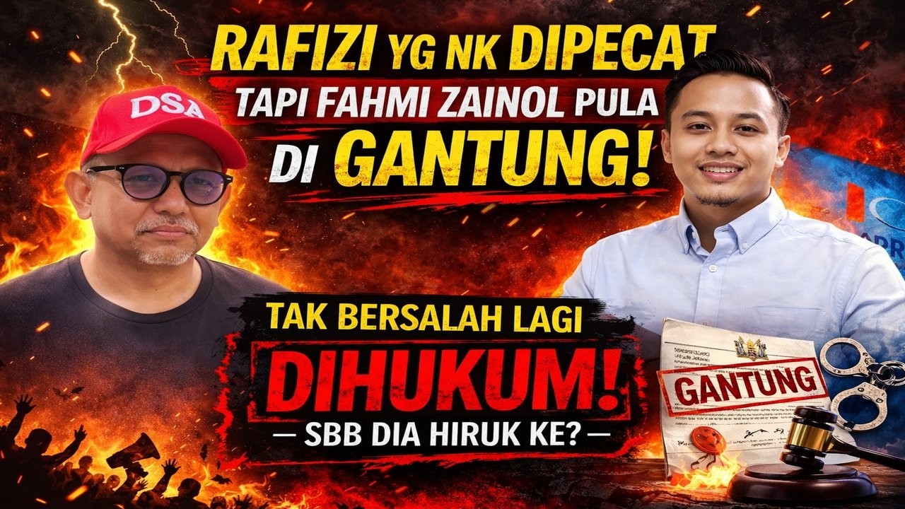 Rafizi yg nk dipecat tapi Fahmi Zainol pula di gantung, tak bersalah lagi  dihukum, sbb dia hiruk ke