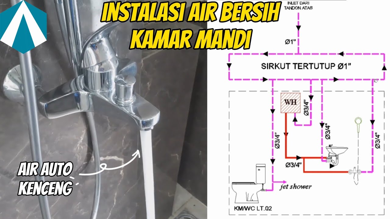 Instalasi pipa air bersih kamar mandi minimalis || closed loop system