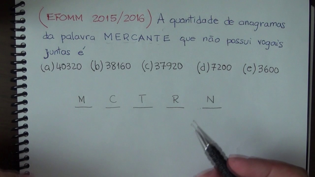EFOMM 2015-2016 - Questão de Combinatória