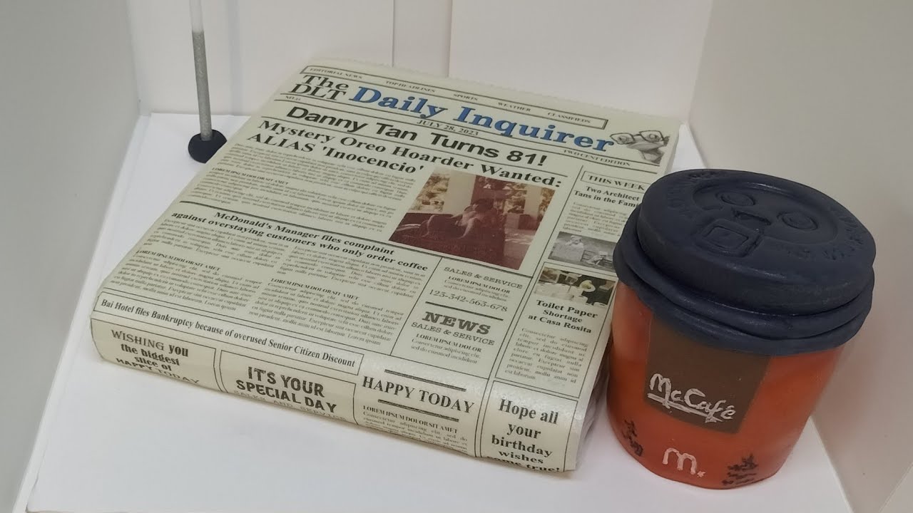 Making a newspaper and coffee cup cake @ArtCakes