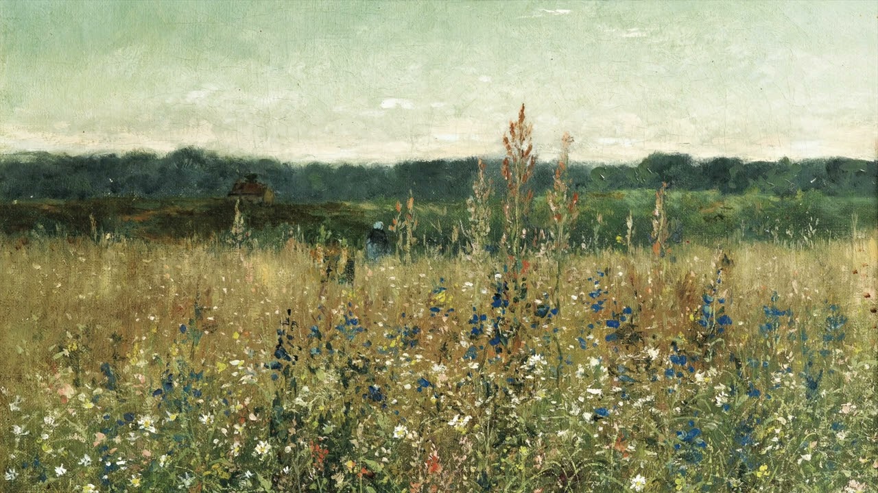 TV Art 4K Vintage | Wildflower Meadow | French Landscape, Field of Blooming Flowers