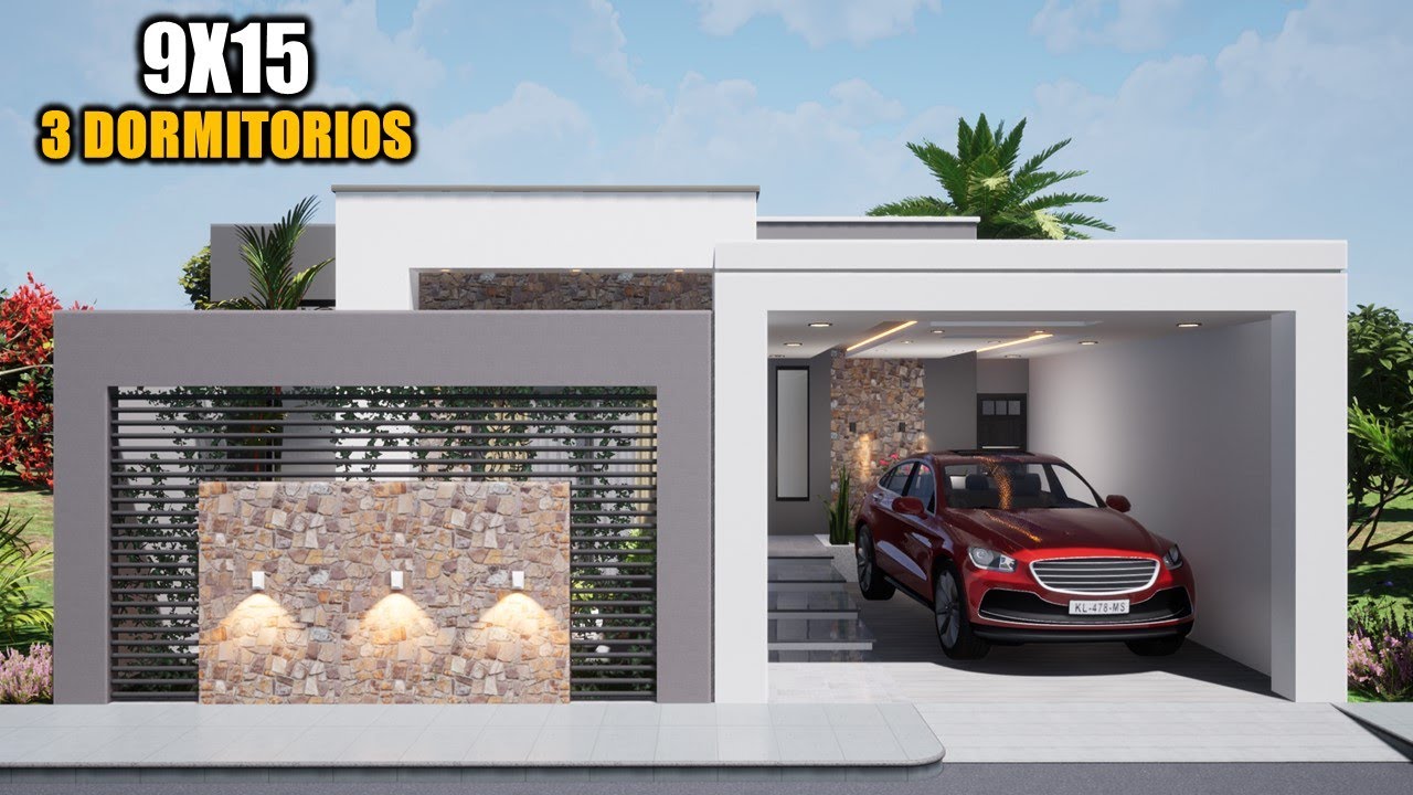 CASA MODERNA Y ECONOMICA - 9x15m TRES DORMITORIOS (LUIS ARQ 2021)