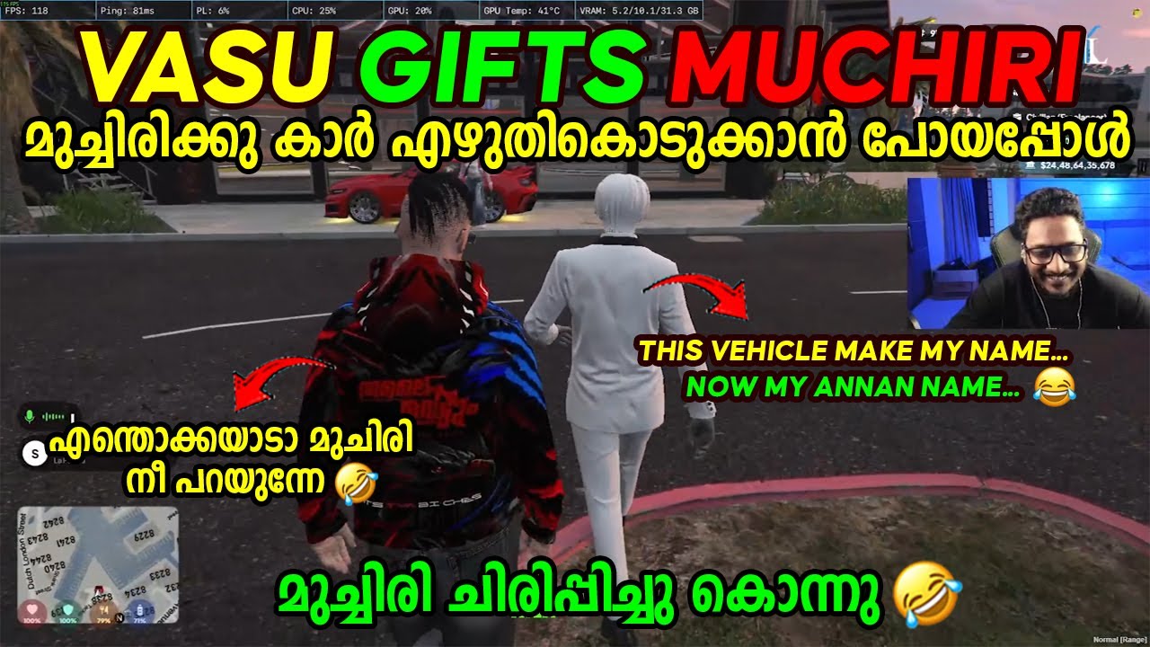 VASU GIFTS TO MUCHIRI 🤣🤣 മുച്ചിരിക്കു കാർ എഴുതികൊടുക്കാൻ പോയപ്പോൾ
