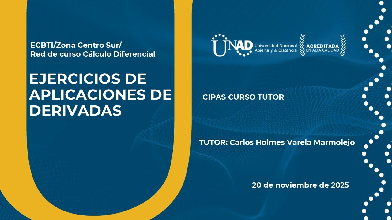 UNAD CIPAS Tarea 4 - Ejercicios de Aplicaciones de Derivadas, Calculo Diferencial 16-04 2025
