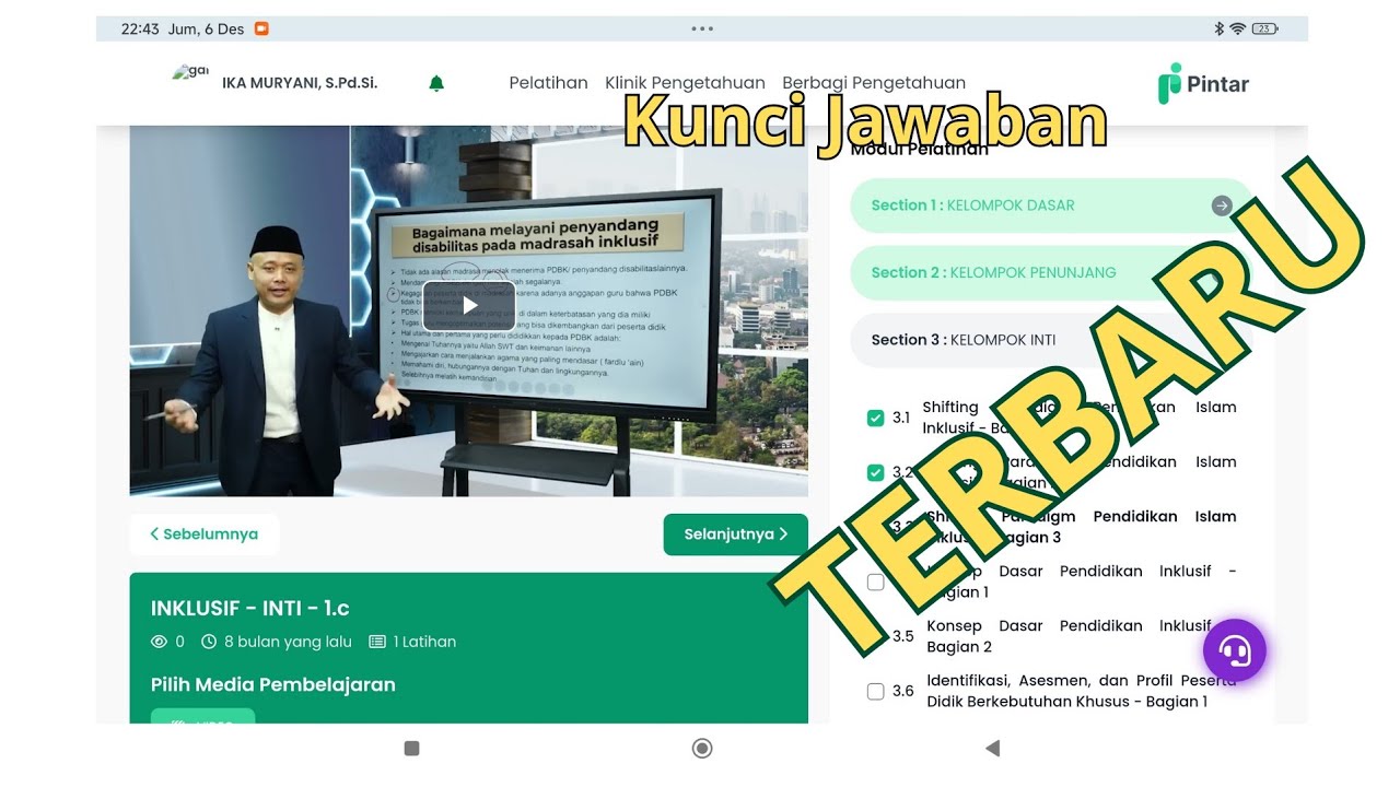 Kunci Jawaban : 3.3 Shifting Paradigma Pendidikan Islam Inklusif - Bagian 3 #pintar #kemenag