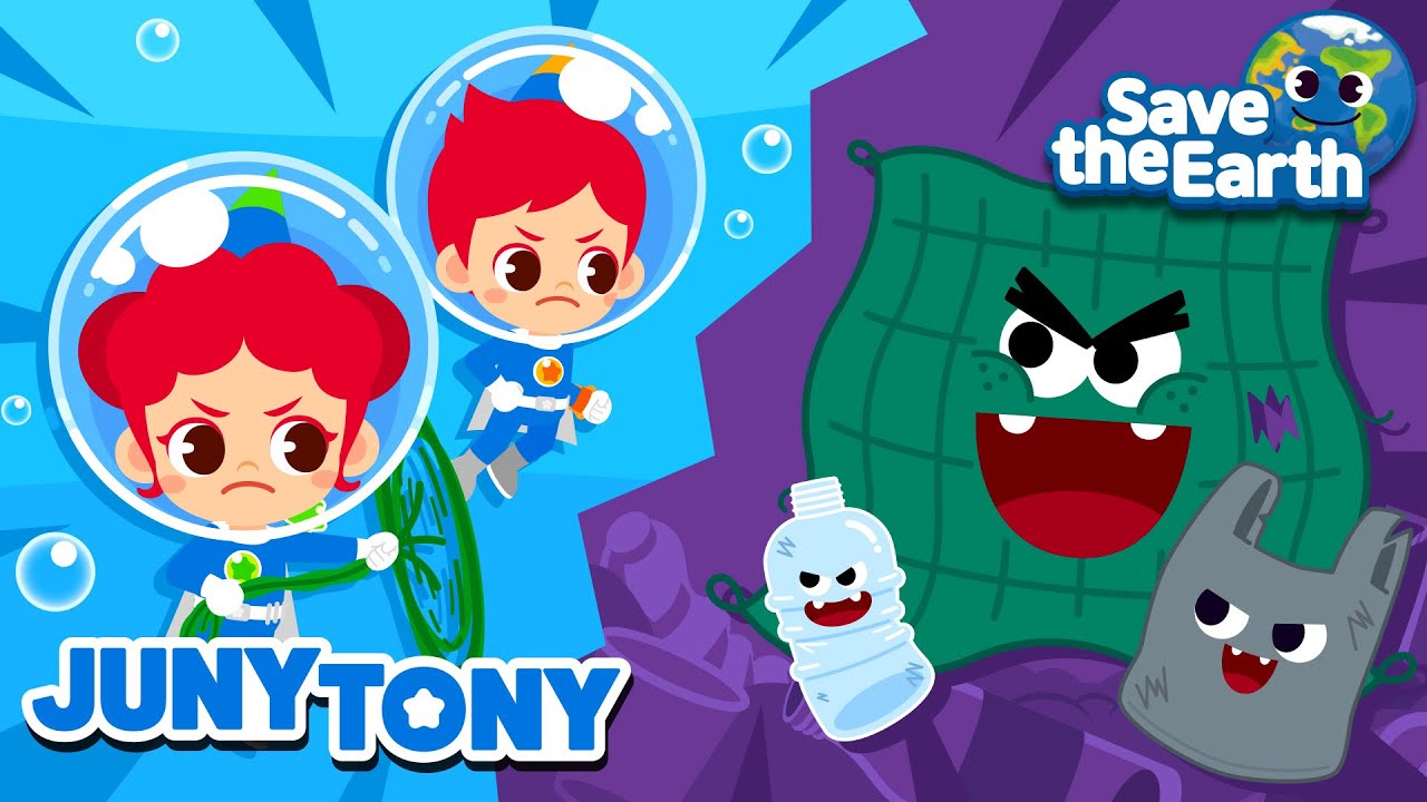 JunyTony vs. The Ocean Trash Monsters 🤕🐟 Save the Sea Animals｜Environment Songs for Kids｜JunyTony