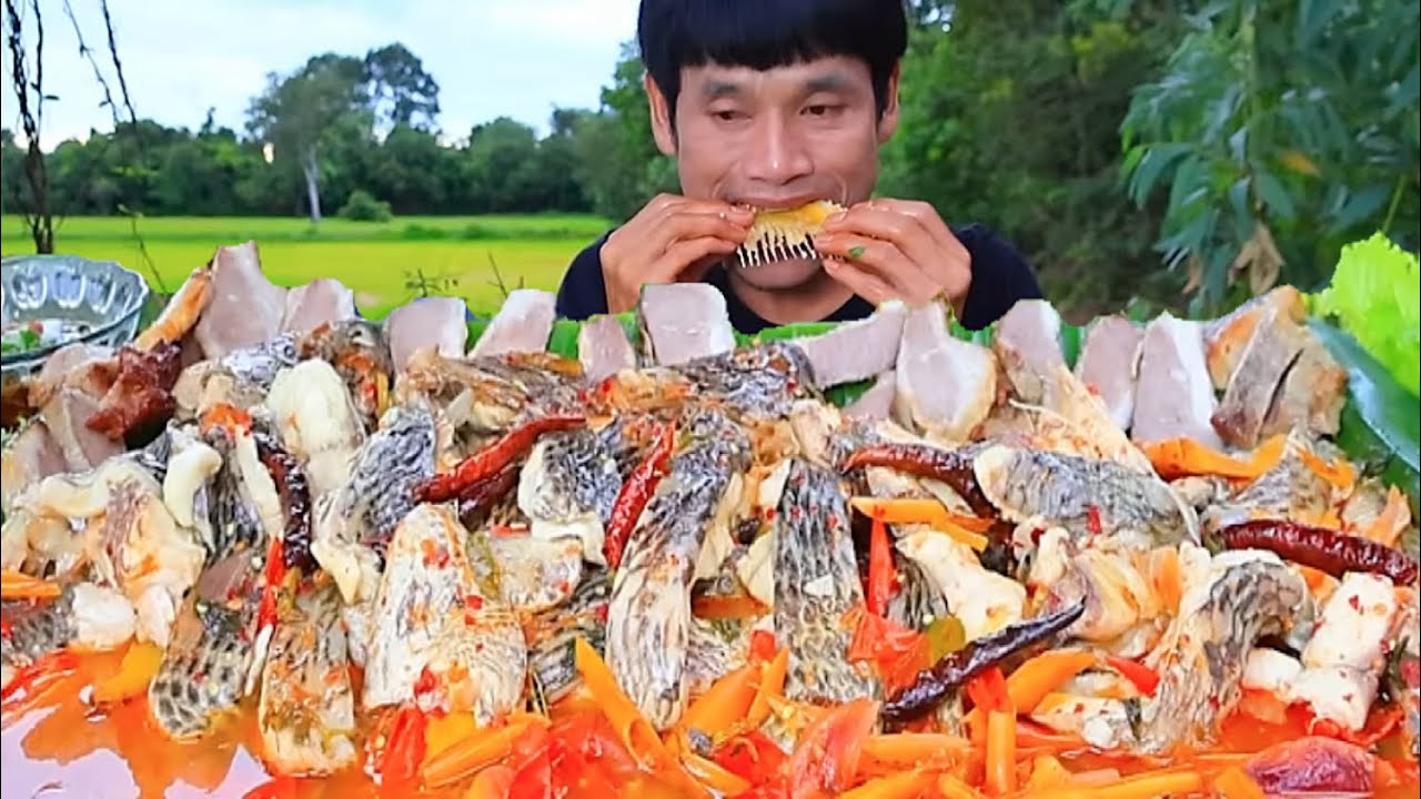 ต้มยำปลานิลย่างนมจิ้มแจ่วแกล้มผักสดแซ่บคักอีหลีครับพี่น้องMUKBANG EATING SHOW/โก้อีสานพาแดก