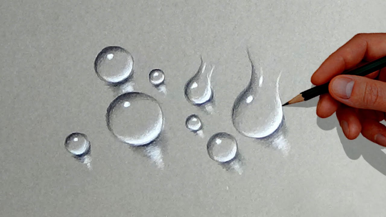 Water Drops - Drawing Water Drops Using Simple Colored Pencils |