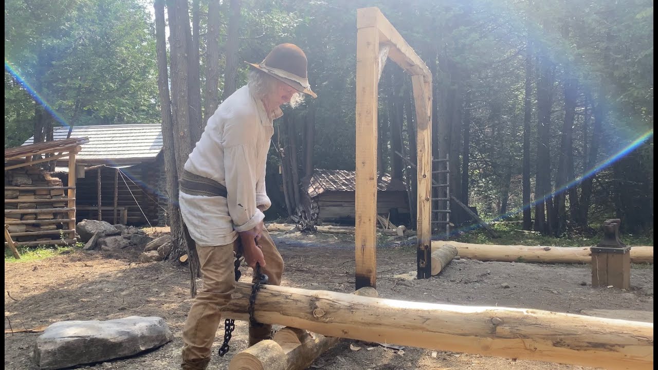 First Logs in the 19'th Century Blacksmith Shop | LOG CABIN BUILD | DIY | PIONEER |