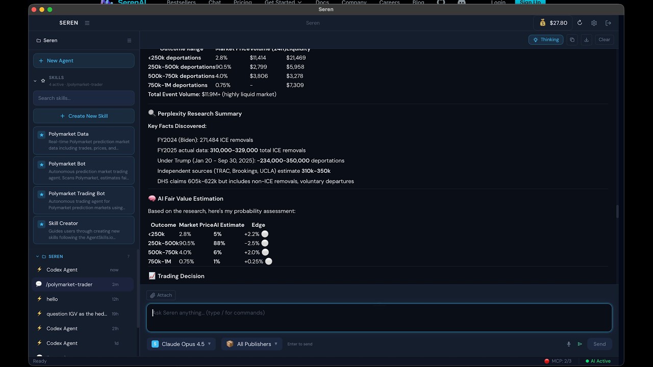 How to use the Polymarket Bot Skill to trade the prediction markets on Seren