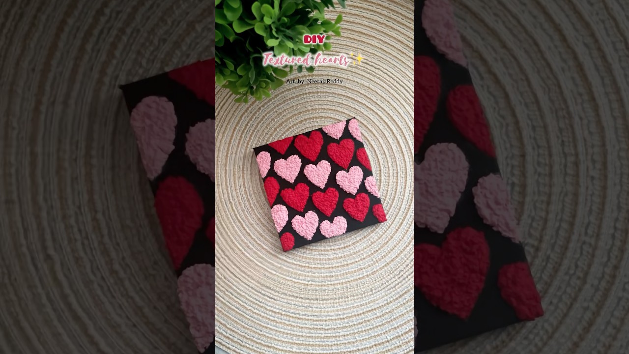 DIY textured hearts ❤️🩷| Tissue paper art #diy #craft #handmade #texturedart #shorts #papercraft