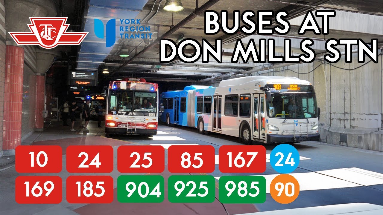 TTC and YRT Buses at Don Mills Station