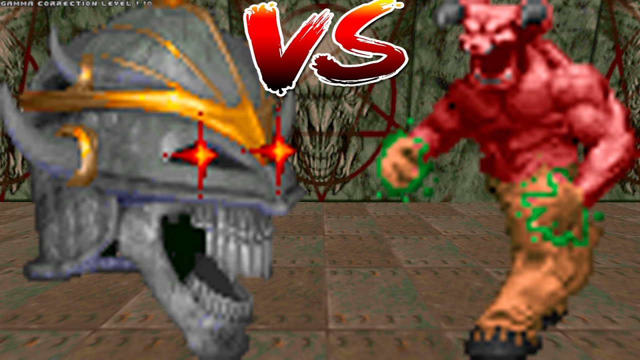 Iron Lich vs Baron of Hell - CROSSOVER FIGHT - HERETIC vs DOOM Monster Infighting