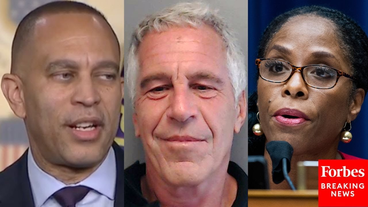 Jeffries Asked About Plaskett Allegedly Texting Epstein Mid-Hearing: 'Why Are You Okay With That?'
