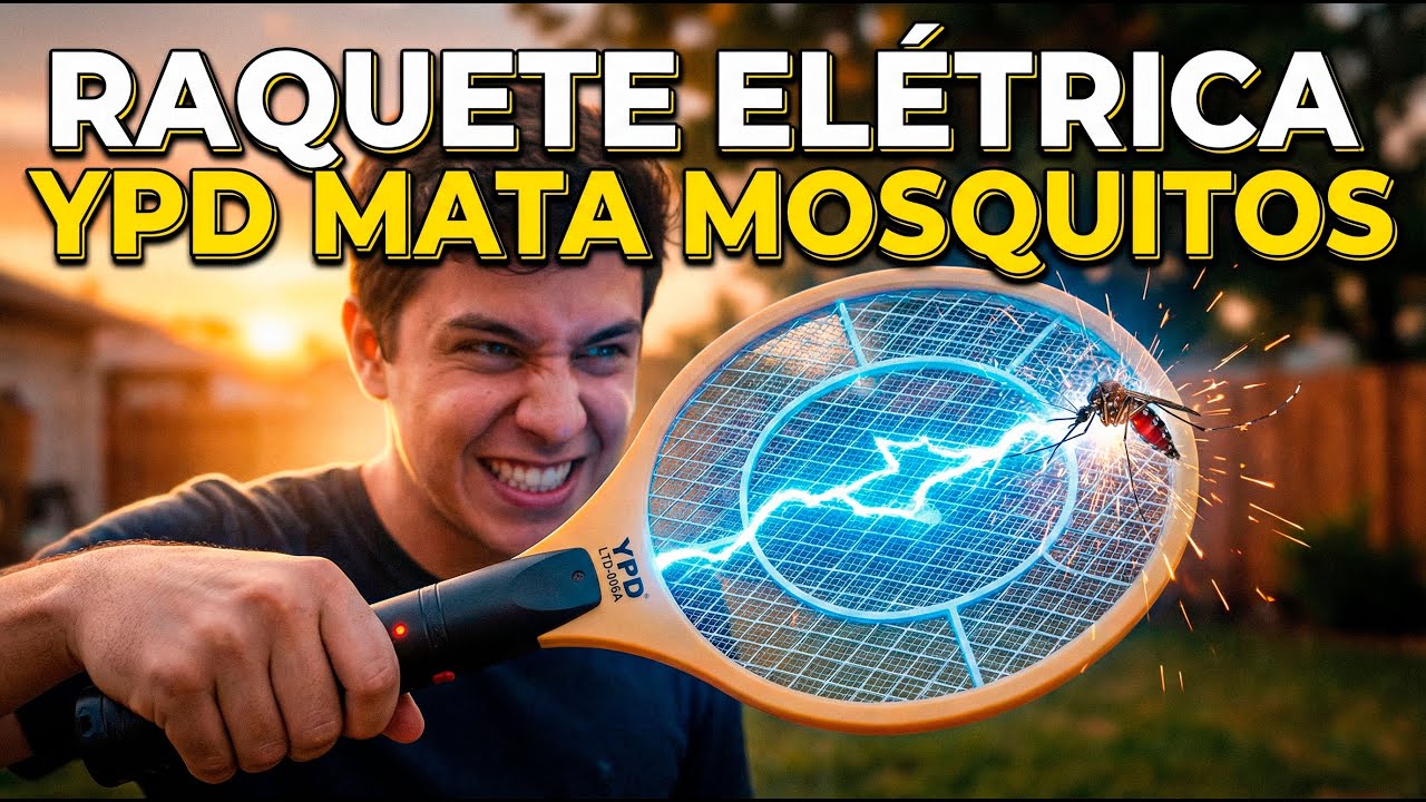 Raquete Elétrica YPD Mata Mosca Mosquito e Pernilongos Recarregável Bivolt