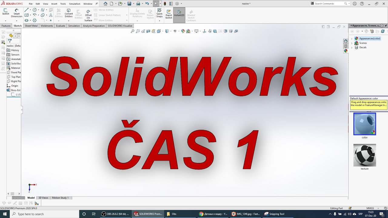 SolidWorks prvi čas. Sketch - Extrude