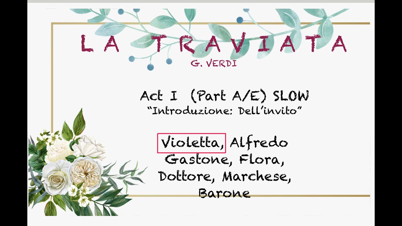 La Traviata 1.Act “Introduzione” Part A | VIOLETTA highlighted | SLOW version | OperaAccompaniment