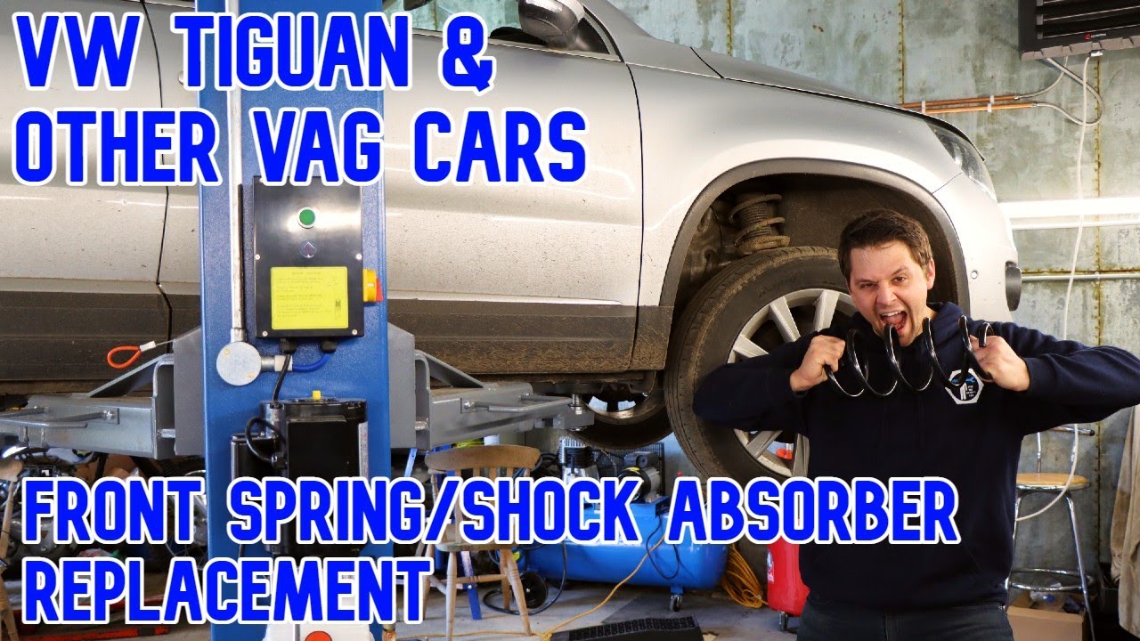 VW Tiguan Front Spring replacement and shock absorber removal. How to replace front coil spring