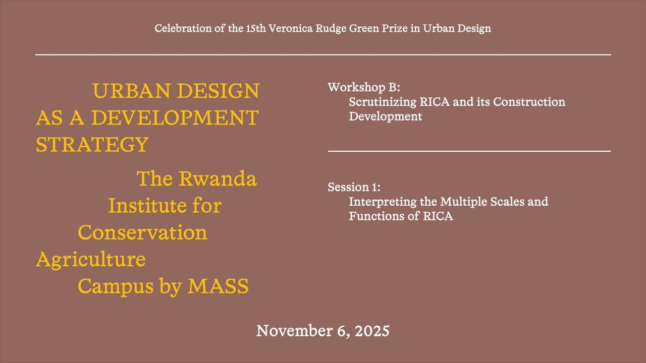 Urban Design as a Development Strategy: Workshop B, Session 1