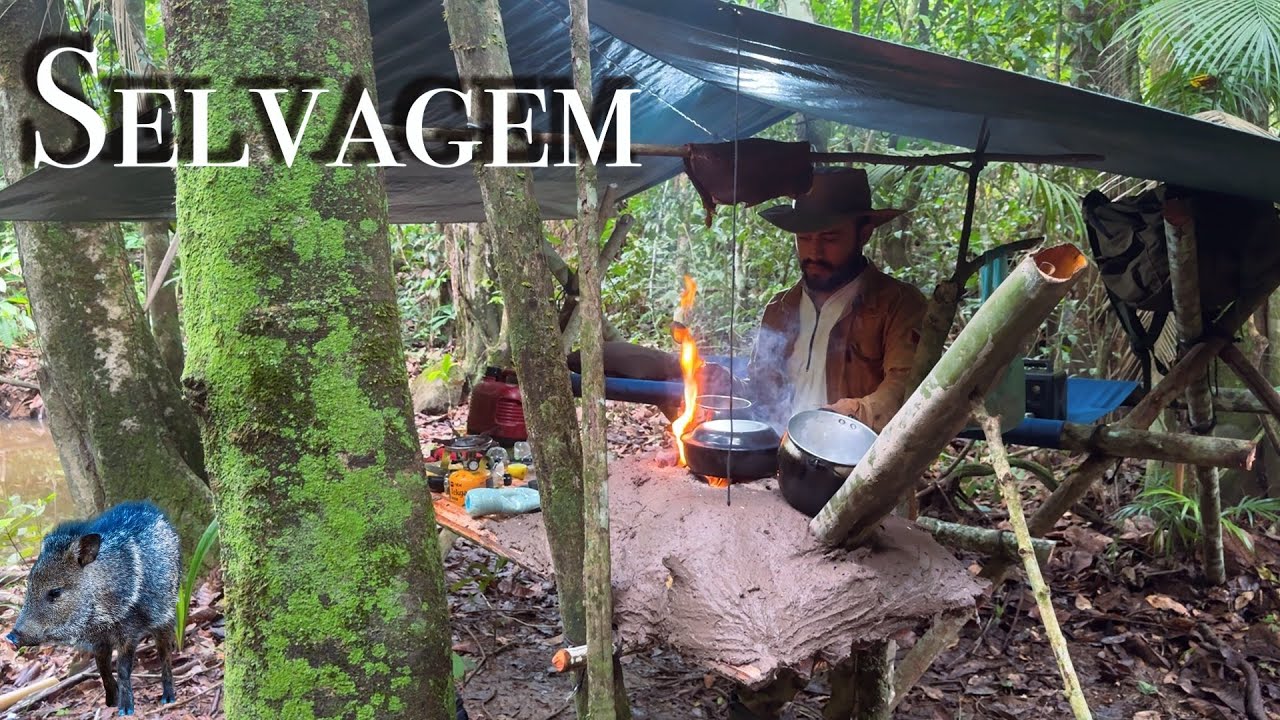 Entrei MATA a dentro e Fiz um ACAMPAMENTO próximo a um GROTÃO, muitos Animais selvagens 