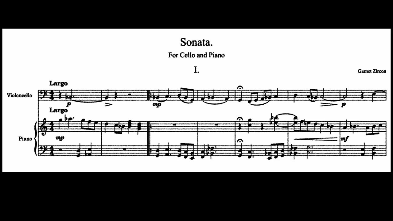 La Solitudine - Sonata for Cello and Piano in A-minor (Score Video)