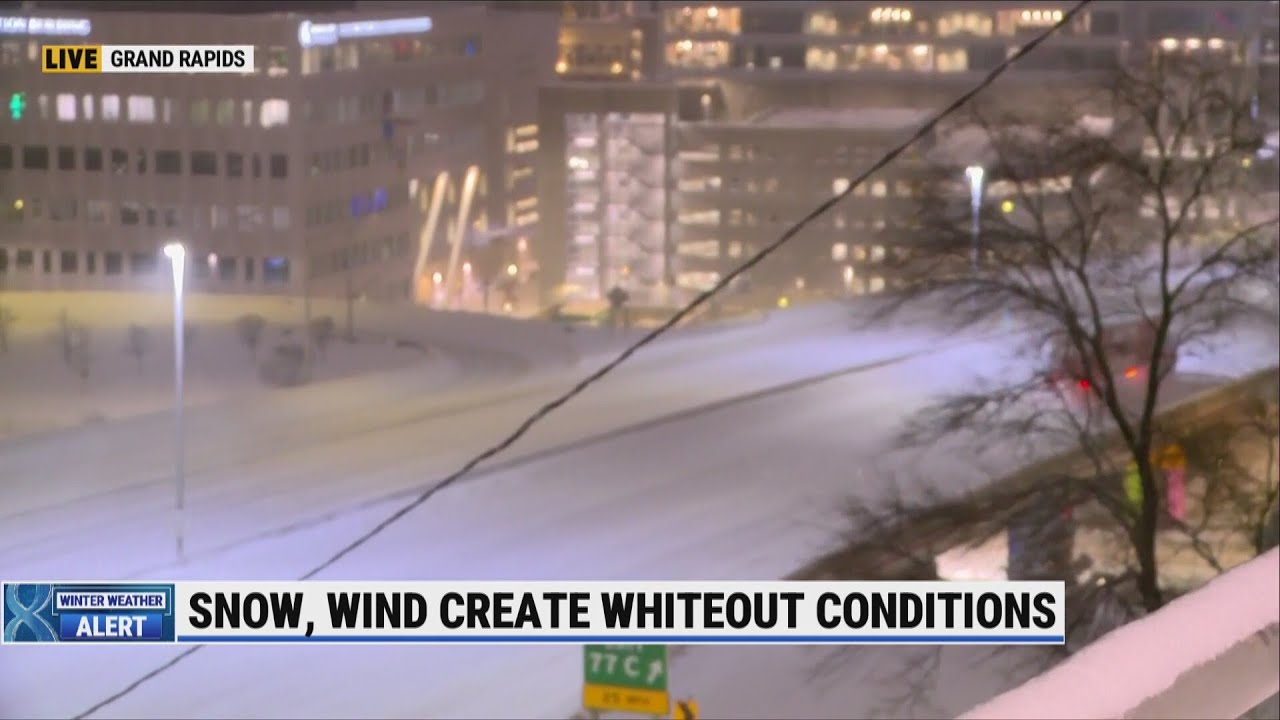 Snow, wind create whiteout conditions at times Tuesday morning