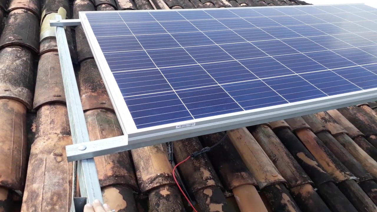 Suporte caseiro para  instalaçao de  painel solar em qualquer telhado