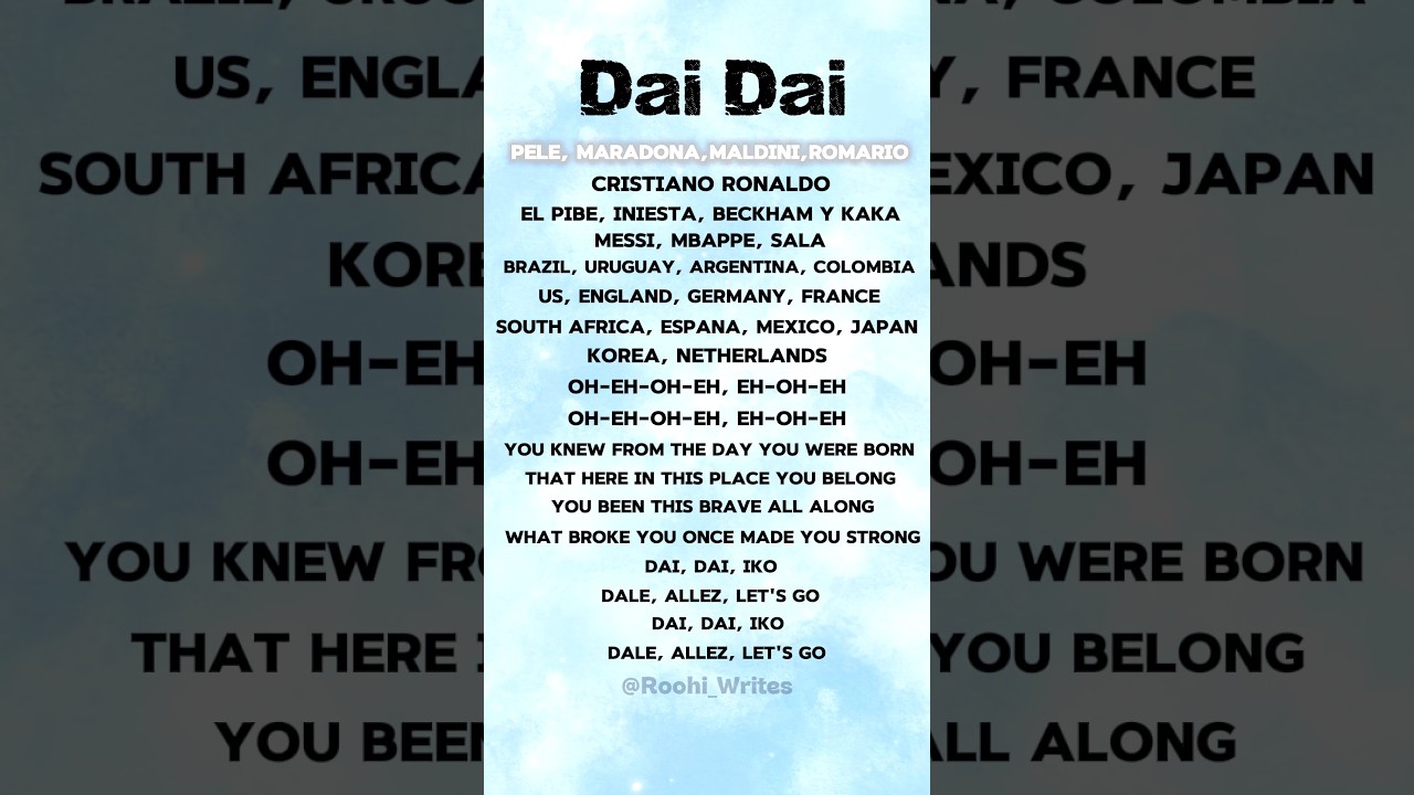 Dai Dai - Lyrics | Shakira, Burna Boy | FIFA World Cup Official Song 2026 | #song #songlyrics #fifa