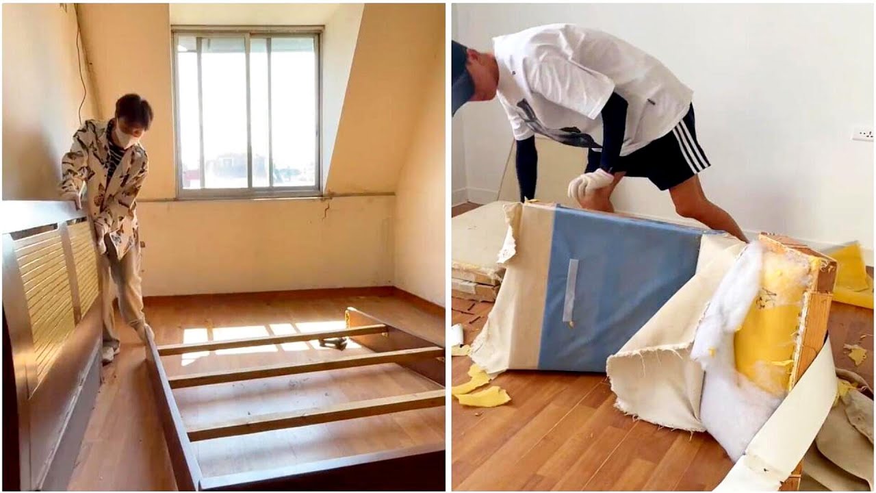 The rent is 100 dollars | A boy renovates his apartment and furniture | Room makeover