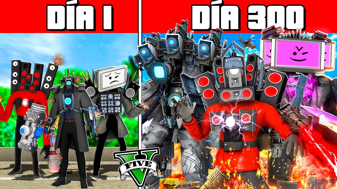 SOBREVIVÍ 300 DÍAS como TITANES SKIBIDI TOILET en GTA 5!! (PELICULA)
