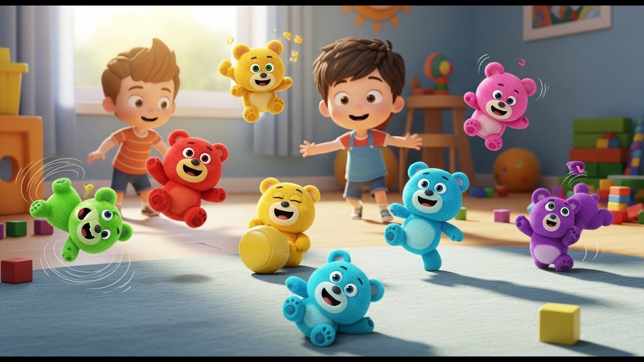 Acht Teddybären fallen, fallen, fallen | Sanftes Schlaflied & Zählen für Kinder