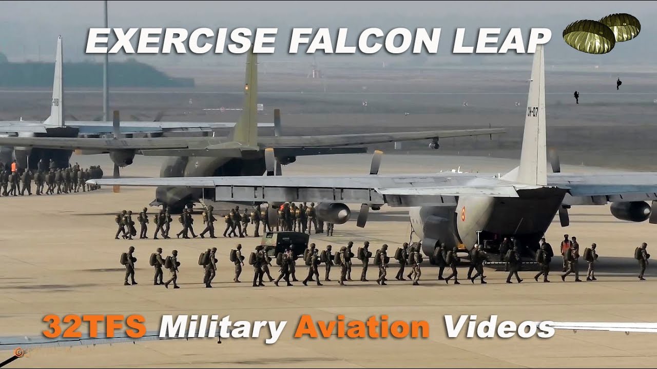 [4K] Exercise FALCON LEAP C-130's & C-160 morning takeoff Eindhoven AB (EHEH)