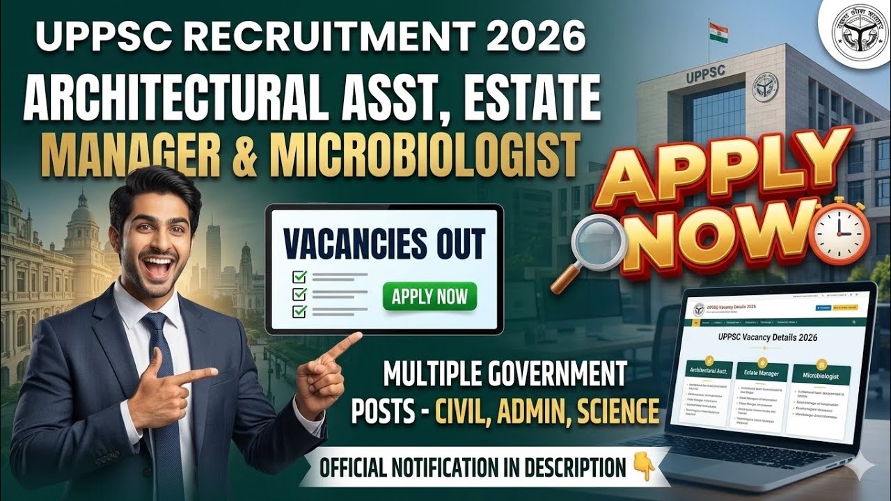 UPPSC Architectural Assistant, Estate Manager & Microbiologist Recruitment 2026 | UPPSC Assistant