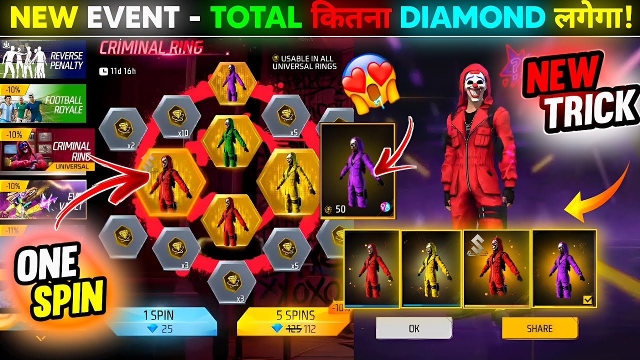 Tomorrow Criminal Ring Event कितने Dimond लगेंगे?🤯🔥🥳|Free Fire New Event Today | Ff New Event Today