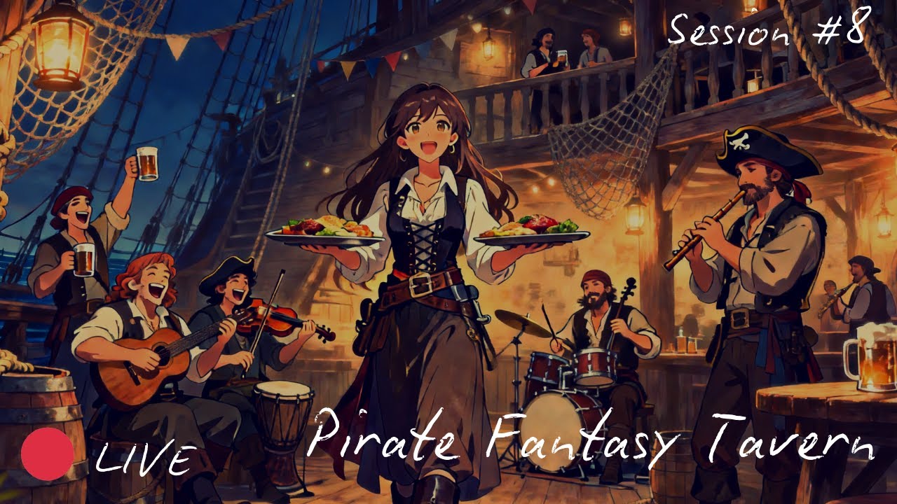 🔴 LIVE Cozy Pirate Fantasy Tavern Night 🍺 Medieval D&D Ambience for Focus & Relaxation | Session 8