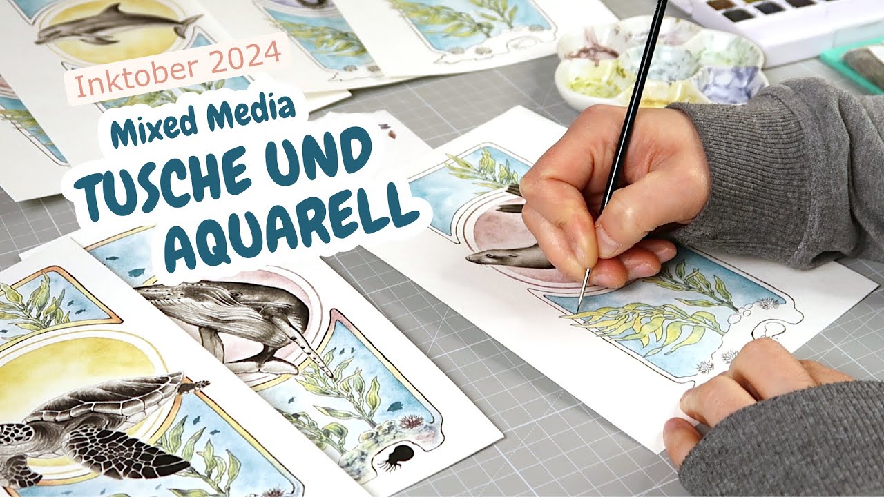 MIXED MEDIA Tusche und Aquarell | 2 Mini-Serien | SKIZZENBUCH Doppelseite | Inktober 2024