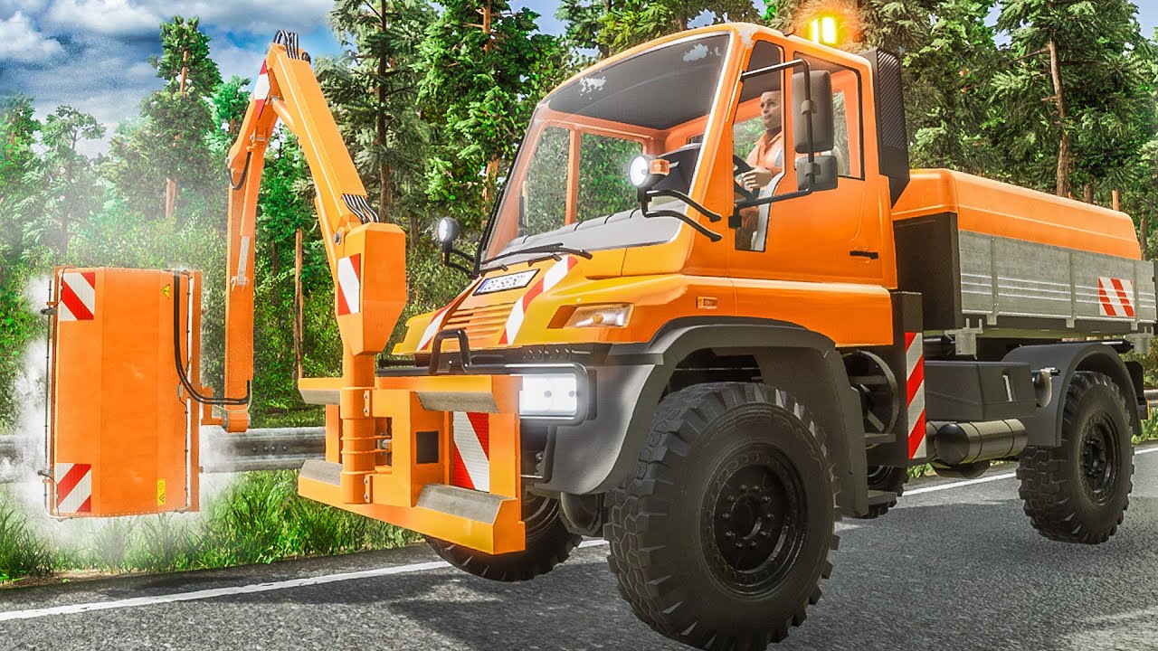 Straßenmeisterei-Simulator: Reinigung der Leitplanken mit dem UNIMOG | Preview 1/2